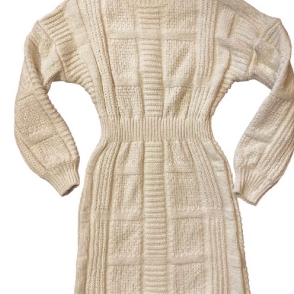Lulus Patchwork it Cream Cable Knit Cutout Sweater mini Dress size small - Picture 7 of 13